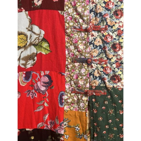 Luan Zai Jiang Kimono Coat O/S Patchwork Quilted Asian Knot Button Bohemian NWT - Picture 9 of 14